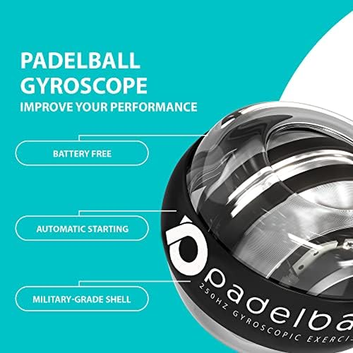 RPM Power Padelball - Training and Toning Ball for Arms, Elbow and Wrist with Gyroscope, Reduces Risk of Injuries, for Men and Women of All Levels - Image 7