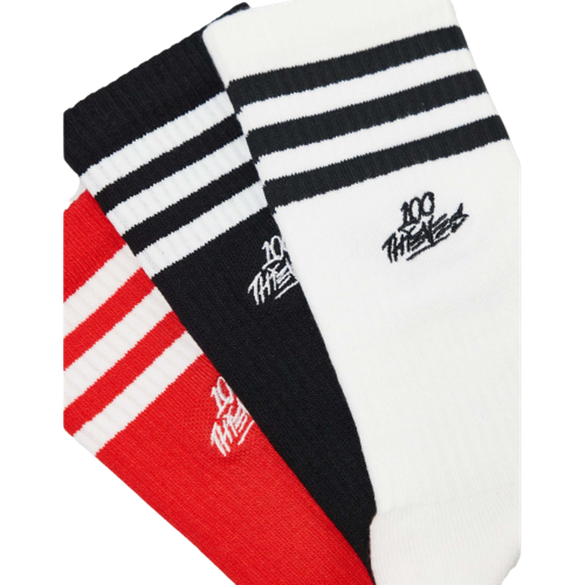 Adidas 100 Thieves Pack 3 Padel Socks - White Red Black - Image 2