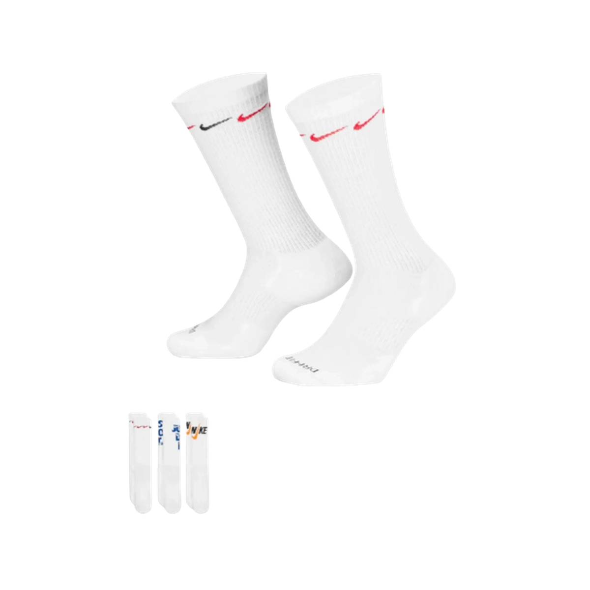 Nike Everyday Plus Cushioned Padel Socks - White - Pack of 3 - Image 1