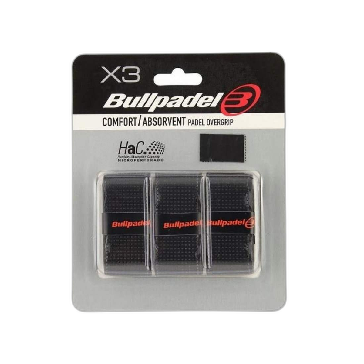 Blister Overgrips Bullpadel Comfort Absorvent Negro 3 Unidades - Image 1
