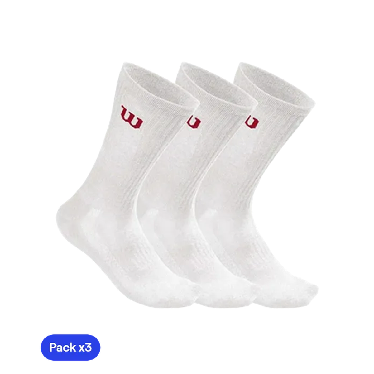 Wilson Crew Padel Socks - White - Pack of 3 - Image 1